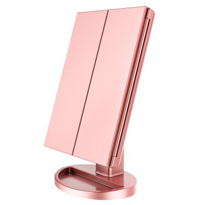 China 1x2x3x Magnification 1x2x3x Magnification LED Makeup Vanity Portable Triple Mirror Makeup Cosmetic Mirror Lights Touch Screen Switch Beauty Women for sale