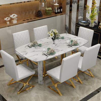 China Luxury Marble High End Marble Top Dining Table and Chair (Others) Adjustable Modern Dining Table Set for Dining Room Furniture for sale