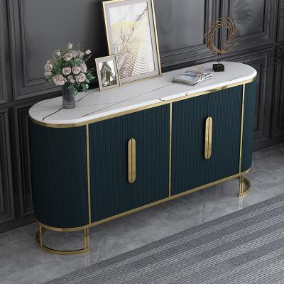 China 2022 Dining Cabinet Furniture Top Set (Other Sideboard) Luxury Modern Marble Gold Console Table Sideboard Base Adjustable for sale