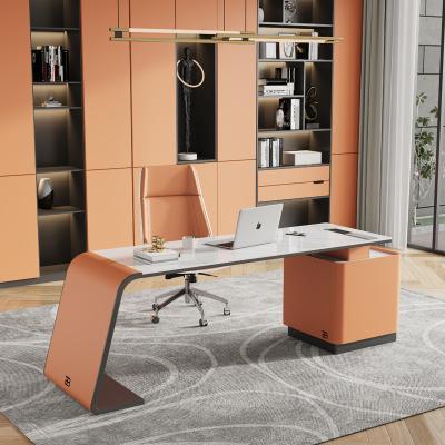 China Other Luxury Wooden Executive Boss Table Modern Office Manager Chair Desk with Stone Top for Office Furniture for sale