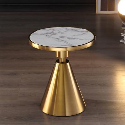 China (Other) coffee table gold metal frame sofa side luxury light marble top table for living room furniture for sale