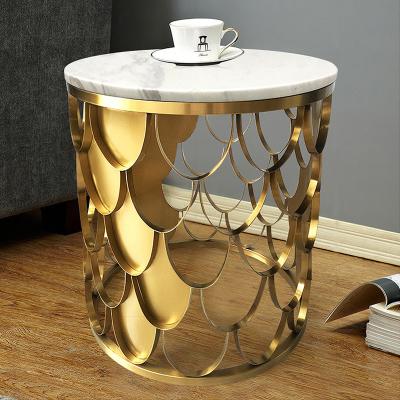 China (Others) Modern gold stainless steel adjustable end table furniture sofa chair side tables for living room bed room for sale