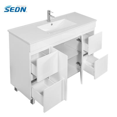 China Custom Bevel-Handle Finger Pull Professional Manufacturer Bath Cabinet with Full Set of Modern Wash Basin Bathroom Vanity for sale