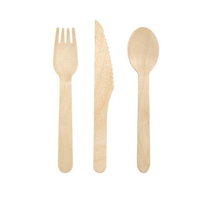 China Disposable Eco Wooden Green Cutlery Cutlery Cutlery Pack With Paper Bag for sale