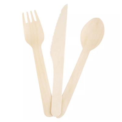 China Disposable Wooden Breakfast Cutlery Set Eco Disposable Cutlery Fast Food Disposable Cutlery With Spoon for sale