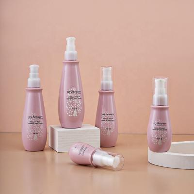 China Cosmetic Customized Color PETG Material Body Lotion Bottles Pink Lotion Or Spray Packaging Bottle for sale