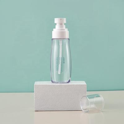 China Packaging Cosmetics Wholesale 30ml 60ml 80ml 100ml Slim Neck Shape Clear PETG Plastic Pump Cosmetic Container for sale