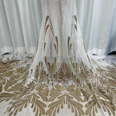 China Viable flowers designs fashion sequins embroidery guipure lace fabric factory african sequins lace for sale