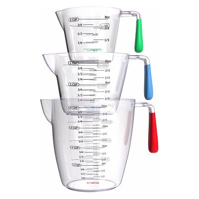 China Sustainable Cooking Tools Stackable Liquid Water Milk Measuring Cup Plastic Jugs Set With Handle for sale