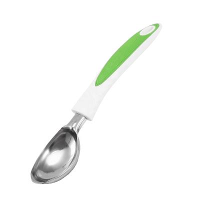 China Kitchen Accessories Stainless Steel Long Handle Ice Cream Scoop Ball Viable Plastic Spoon for sale