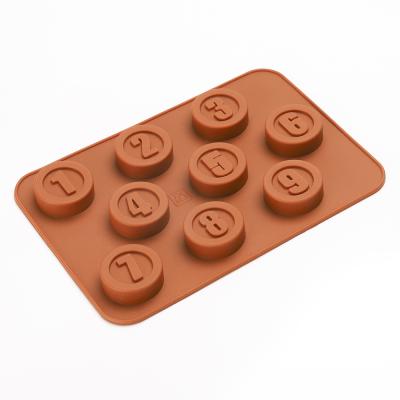 China Custom Viable Logo Round Shape Number Chocolate Candy Fondant Mold Chocolate Silicone Molds for sale