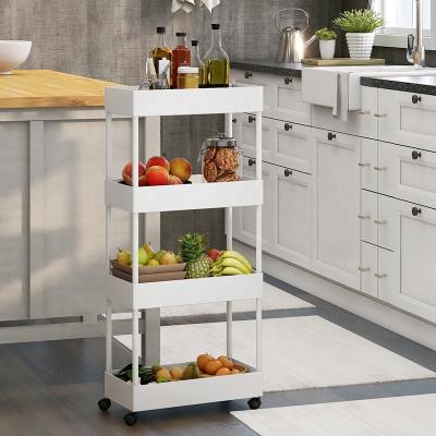 China Wholesale 4 Tiers Plastic Kitchen Trolley Kitchen Utility Trolley Rack Plastic Bathroom Storage Shelves for sale