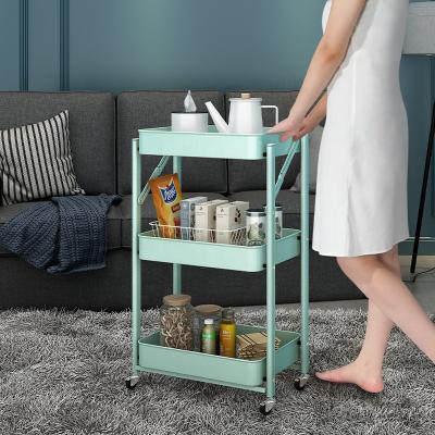 China Viable Mobile Kitchen Shelf Mobile Cart Organization Metal Kitchen Vegetable Or Fruit Foldable Storage Rack for sale