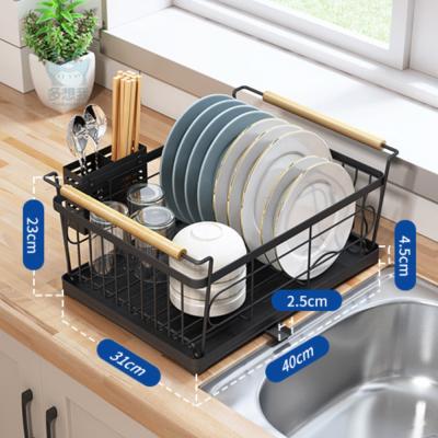 China Durable Rustproof Coating Dish Drainer Kitchen Utensil Rack And Cup Holder Dish Rack With Removable Drip Rack for sale