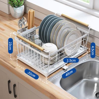 China Sustainable Small Dish Drying Rack With Dish Drainer Shelf With Utensil Rack For Kitchen Countertop Organizer Storage for sale