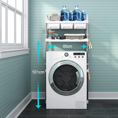 China Hot Selling Multi Layer Toilet Metal Storage Rack Bathroom Plastic Sustainable Over Washing Machine Shelf for sale