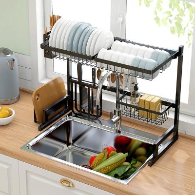 China Stainless Steel Kitchen Rack Storage Rack Stand Dish Rack Durable Dish Rack Over Sink Tank for sale