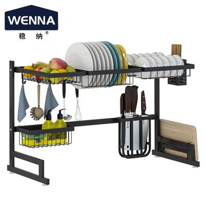 China Viable Kitchen Organizer Dish Drying Rack Over Sink Adjustable Metal Dish Drainer Rack Shelf Storage Holder for sale