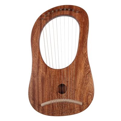 China New Design Musical Instrument Solid Wood Portable 10 String Lyre Harp for sale