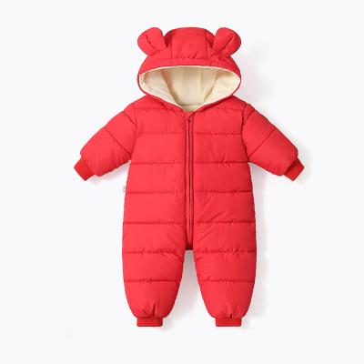 China Hooded Winter Breathable Baby Down Overalls Coat 0-2 Years Old Baby Warm Romper Coat for sale