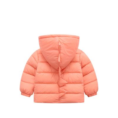 China Baby Breathable Winter Cotton Warm Jackets Girls Wear Candy Color Toddler Cartoon Dinosaur Hooded Short Coat Thicken Clothes for sale