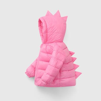 China Designer Cotton Cartoon Dinosaur Coat Breathable Stylish Children Girl Kids Hooded Outwear Autumn Winter Luxury Jacket for sale