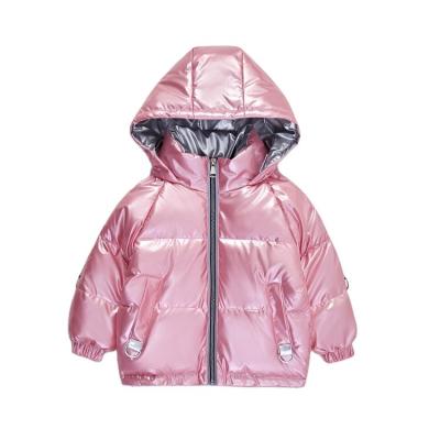 China New Fashion Breathable Thicken Hooded Shinny Anorak Pink Down Filling Winter Jacket Coat Child Clothing for sale