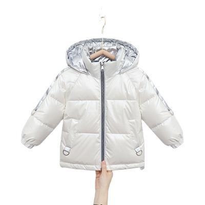 China Breathable Kids Boys Down Jackets Winter Baby Shiny Silver White Fashion Waterproof Warm Gear 3 4 5 6 7 Years for sale