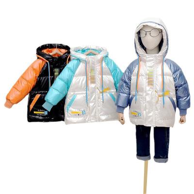 China Little Boys Bubble Burst Kid Stripper Shiny Breathable Winter Down Coats Colorful Reflective Hooded Jackets Kids for sale