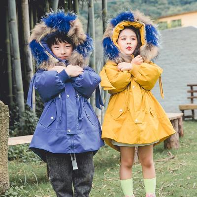 China Breathable Winter down cotton jacket new warm children's mid-length large fur collar padded coat in winter boys jacket for sale