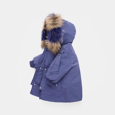 China Outwear Fashion Winter Breathable Parka Down Jacket Babies Loose Hooded Coats Thick Fox Fur Down Coat for sale