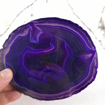 China China wholesale polished natural purple agate geode stone slice for decoration for sale