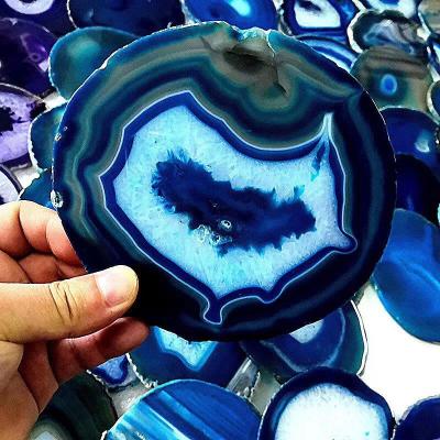 China China wholesale polished natural blue agate stone slice for decoration for sale