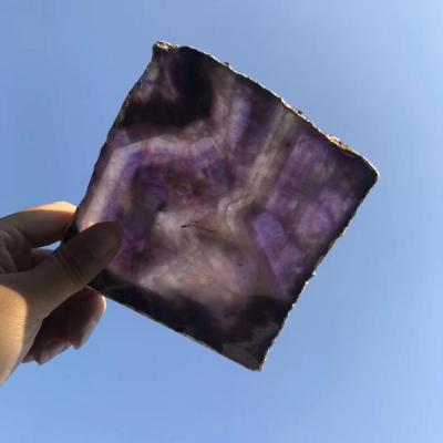 China Minimalist Wholesale Polished Amethyst Healing Crystal Square Coaster for sale