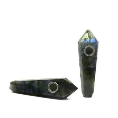 China Minimalist Custom Natural Labradorite Tobacco Water Smoking Crystal Pipe for sale