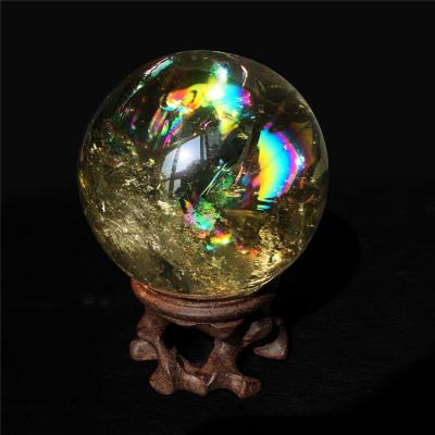 China Wholesale natural citrine crystal sphere fengshui birthday gift china furnishings yellow crystal ball for wealth for sale