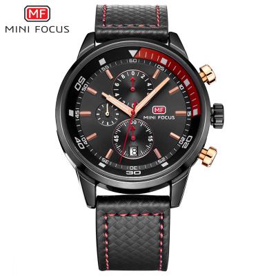 China Chronograph Casual Fashion Waterproof Quartz Wristwatch with Genuine Leather Watch for Males and Children for sale