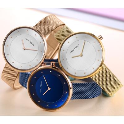 China OEM Custom Steel Fashion Mini Focus Chronograph Female Logo Female Mesh Band Waterproof Sport Clock Ladies Casual Women Watch With Japan Movement for sale