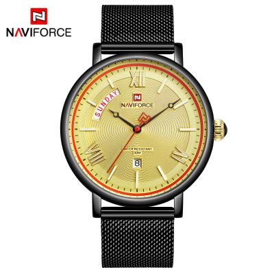 China NAVIFORCE Chronograph Men Sport Wristwatch Gold Quartz Steel Waterproof Dual Display Male Clock Watches for sale