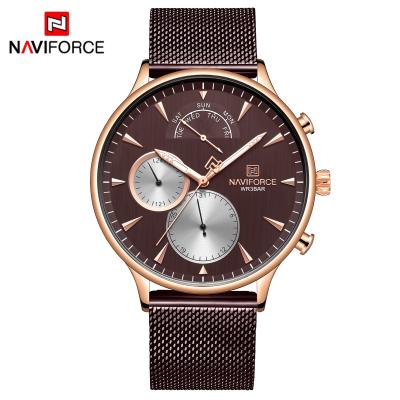 China Luxury NAVIFORCE Chronograph Fashion Wrist Watches Mens Water Resistant 3atm Stainless Steel Quartz Watch for sale