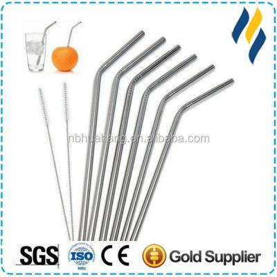 China Bent Stainless Stee Drinking Straws Sustainable with Cleaning Brush, Food Grade 18/8 Stainless Steel Straws for sale