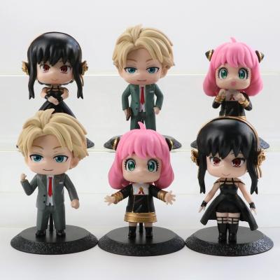 China Toy Wholesale 6 Pcs Set Cartoon Spy X Family Anya Forger Chibi Anua Anime Figure With Base Anime Figure Model Toy For Kids Gifts for sale