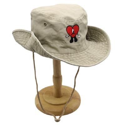 China Shade Fashion Custom Sports Team Hat Bad Bunny Hat Embroidered Wide Brim Washed Cotton Safari Bad Men Hiking Fishing Bunny Bucket Hat for sale