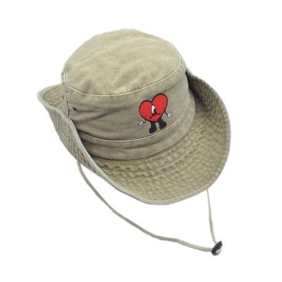 China Shade 2022 Custom Sports Team Hat Bad Bunny Hat Embroidered Wide Brim Washed Cotton Safari Bad Men Hiking Fishing Bunny Bucket Hat for sale