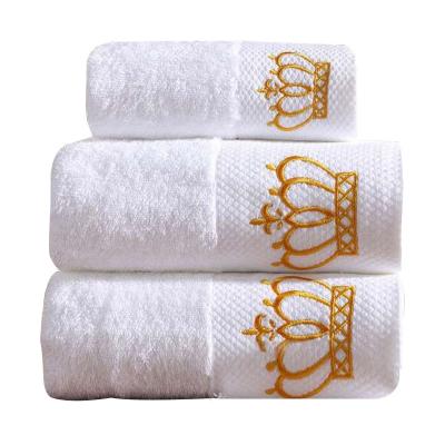 China Wholesale Price Hypoallergenic Easy Customize Luxury 5 Star Hotel White 100% Cotton Dobby Face Hand Bath Towels Set For Hotel Home Spa for sale