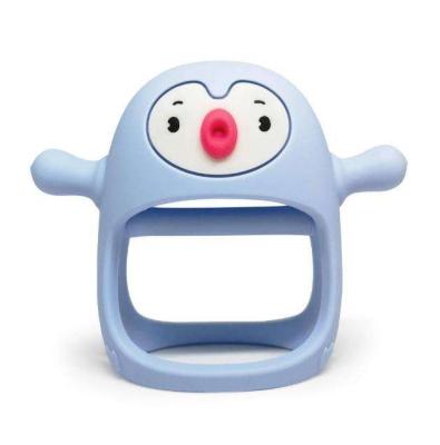 China Toy Amazon Hot Selling Safe Soft Cute Penguin Buddy Silicone Baby Teether Toy For Infants Hand Pacifier For Nursing Babies for sale