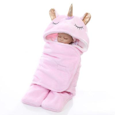 China Winter Fleece Winter Fleece Winter Double Decker Unicorn Flannel Blanket Breathable Baby Blanket Newborn Lightweight Receiving Solid Blanket for sale