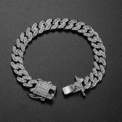 China FASHIONABLE XIXIA Fashion HipHop Jewelry Latest Wholesale Custom Cuban Chain Full Diamond Men's Hip Hop Bracelet For for sale