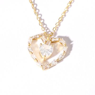 China Wholesale Custom Heart FASHIONABLE Zircon Pendant Necklace 925 Sterling Silver Necklace For Women XIXIA Fashion Jewelry for sale