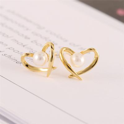 China Wholesale Custom Jewelry TRENDY XIXIA Fashion 925 Sterling Silver Pearl Heart Stud Earrings For Women for sale